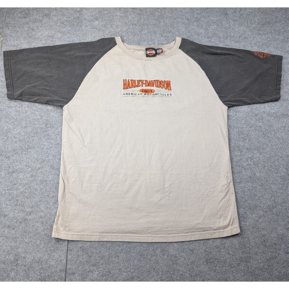 Vintage Harley Davidson Shirt Mens 2X USA Made Embroidered Color Block Biker Y2K